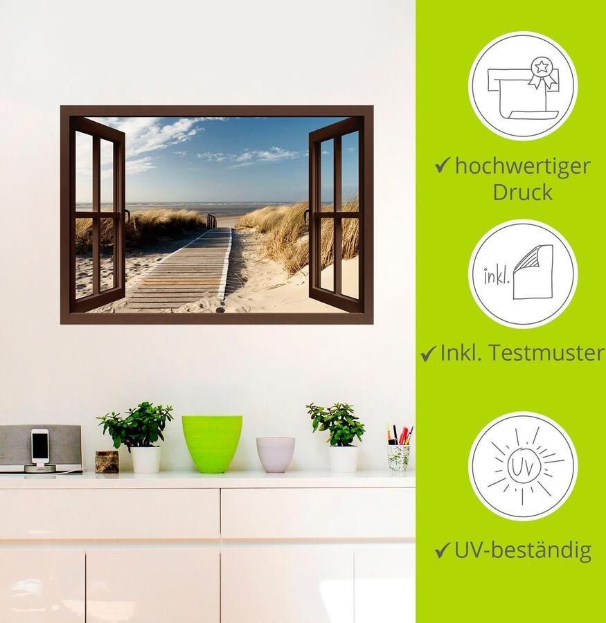 Artland Artprint Blik uit het venster Noordzeestrand op Langeoog als artprint op linnen poster muursticker in verschillende maten - Foto 3