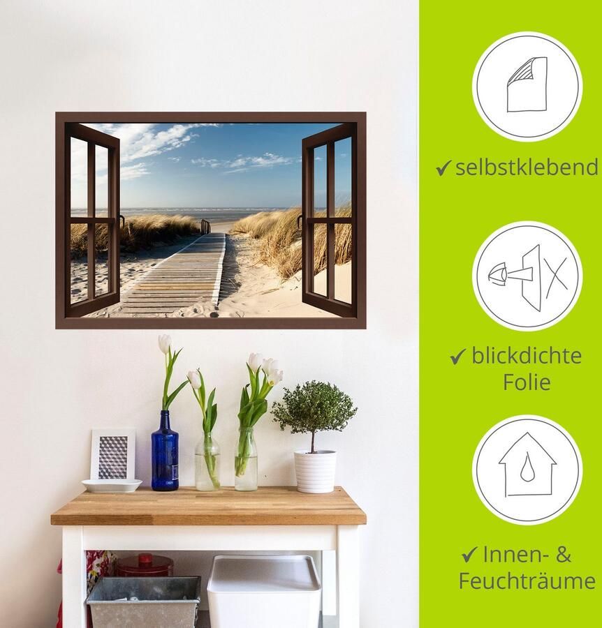 Artland Artprint Blik uit het venster Noordzeestrand op Langeoog als artprint op linnen poster muursticker in verschillende maten - Foto 4