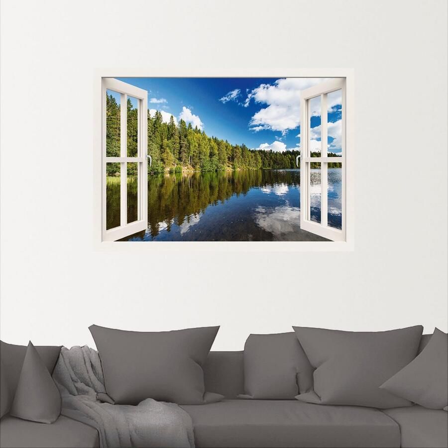 Artland Artprint Blik uit het venster Noors landschap als artprint van aluminium artprint op linnen muursticker verschillende maten - Foto 2