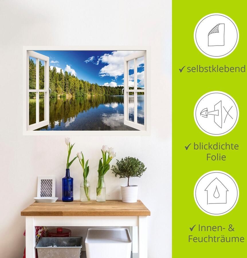 Artland Artprint Blik uit het venster Noors landschap als artprint van aluminium artprint op linnen muursticker verschillende maten - Foto 4