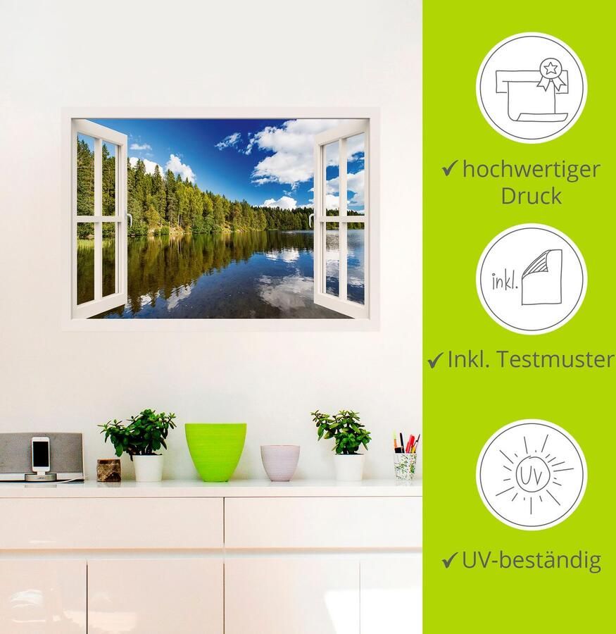 Artland Artprint Blik uit het venster Noors landschap als artprint van aluminium artprint op linnen muursticker verschillende maten - Foto 3