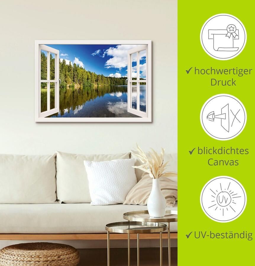 Artland Artprint Blik uit het venster Noors landschap als artprint van aluminium artprint op linnen muursticker verschillende maten - Foto 4