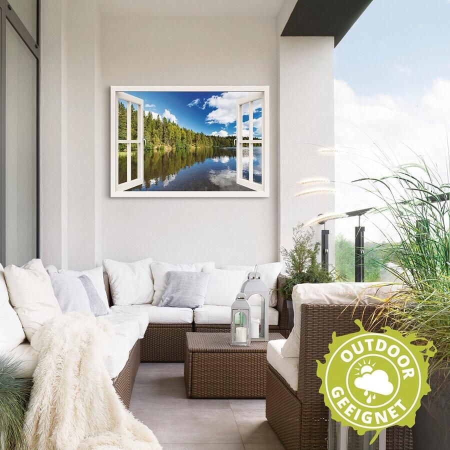Artland Artprint Blik uit het venster Noors landschap als artprint van aluminium artprint op linnen muursticker verschillende maten - Foto 2