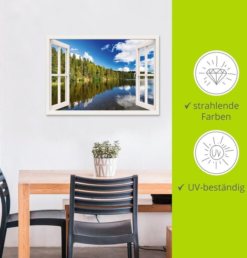 Artland Artprint Blik uit het venster Noors landschap als artprint van aluminium artprint op linnen muursticker verschillende maten - Foto 3