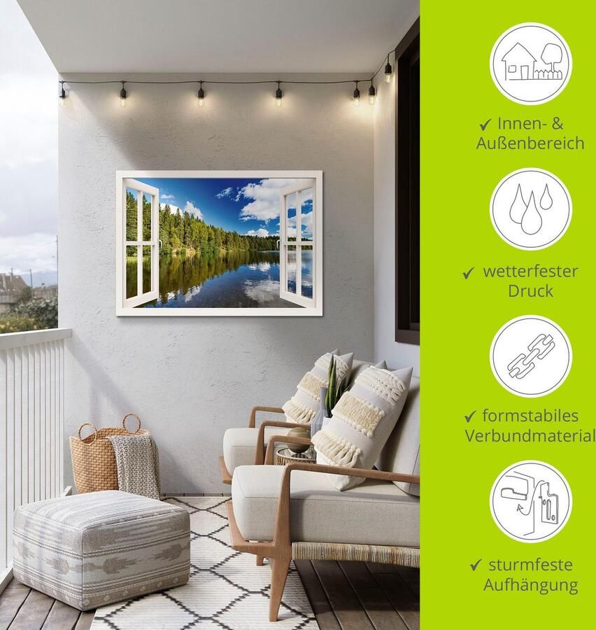 Artland Artprint Blik uit het venster Noors landschap als artprint van aluminium artprint op linnen muursticker verschillende maten - Foto 4