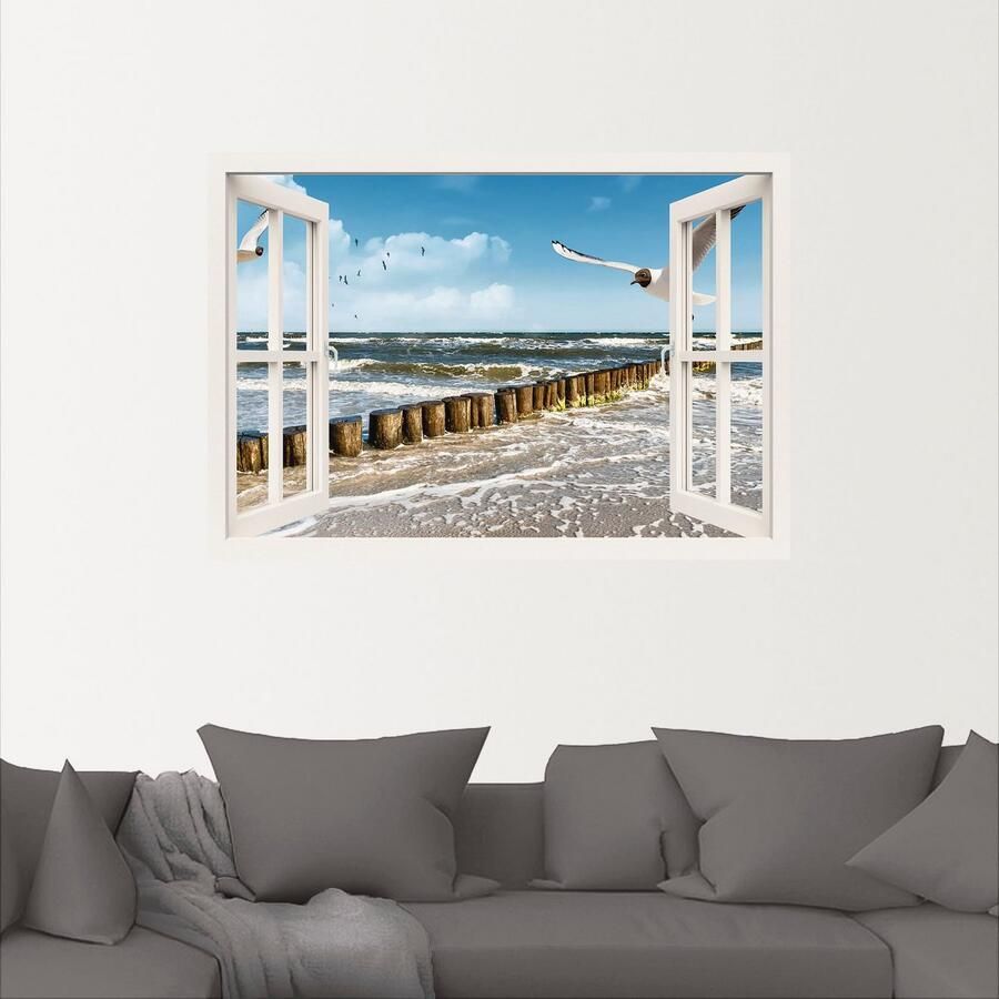 Artland Artprint Blik uit het venster Oostzee als artprint op linnen poster muursticker in verschillende maten - Foto 3
