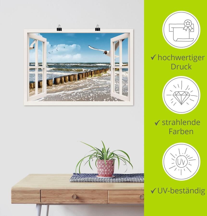 Artland Artprint Blik uit het venster Oostzee als artprint op linnen poster muursticker in verschillende maten - Foto 4