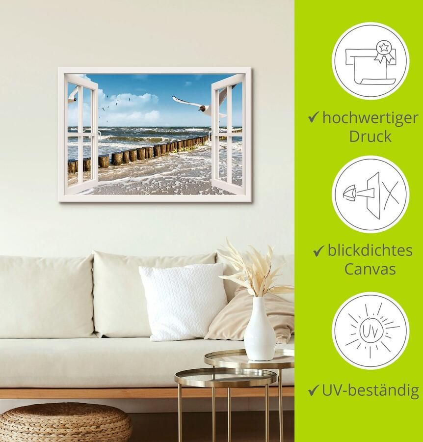 Artland Artprint Blik uit het venster Oostzee als artprint op linnen poster muursticker in verschillende maten - Foto 3