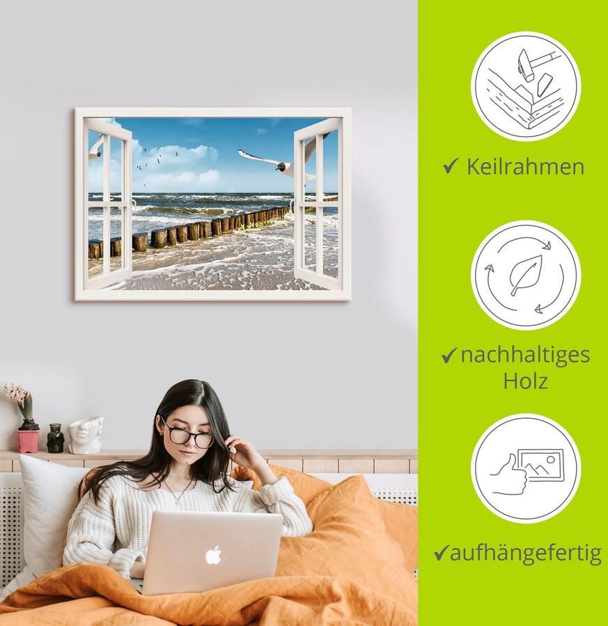 Artland Artprint Blik uit het venster Oostzee als artprint op linnen poster muursticker in verschillende maten - Foto 2