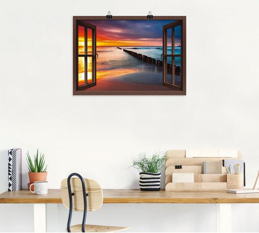 Artland Artprint Blik uit het venster Oostzee bij zonsopkomst als artprint op linnen poster muursticker in verschillende maten - Foto 5