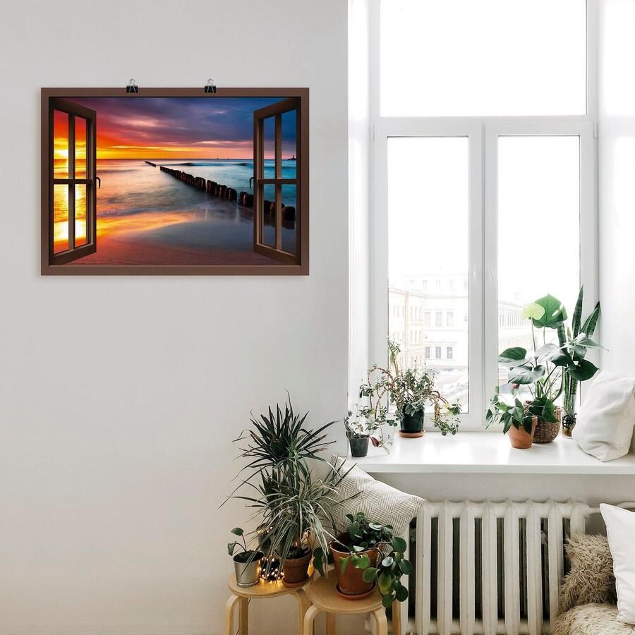 Artland Artprint Blik uit het venster Oostzee bij zonsopkomst als artprint op linnen poster muursticker in verschillende maten - Foto 2