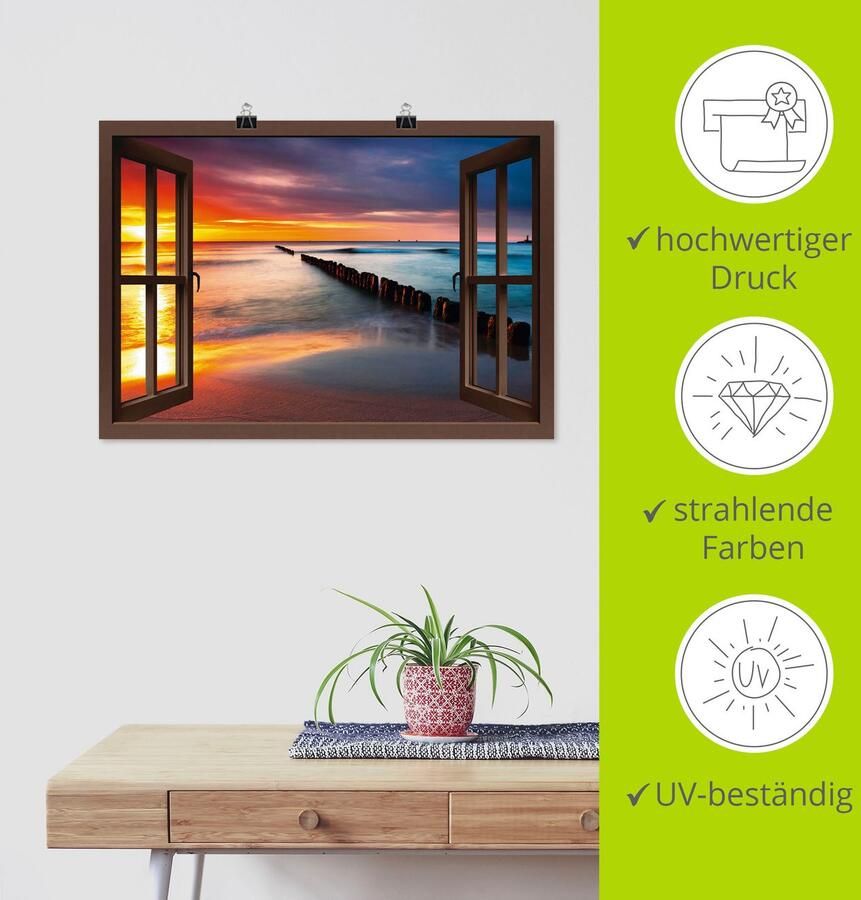 Artland Artprint Blik uit het venster Oostzee bij zonsopkomst als artprint op linnen poster muursticker in verschillende maten - Foto 4
