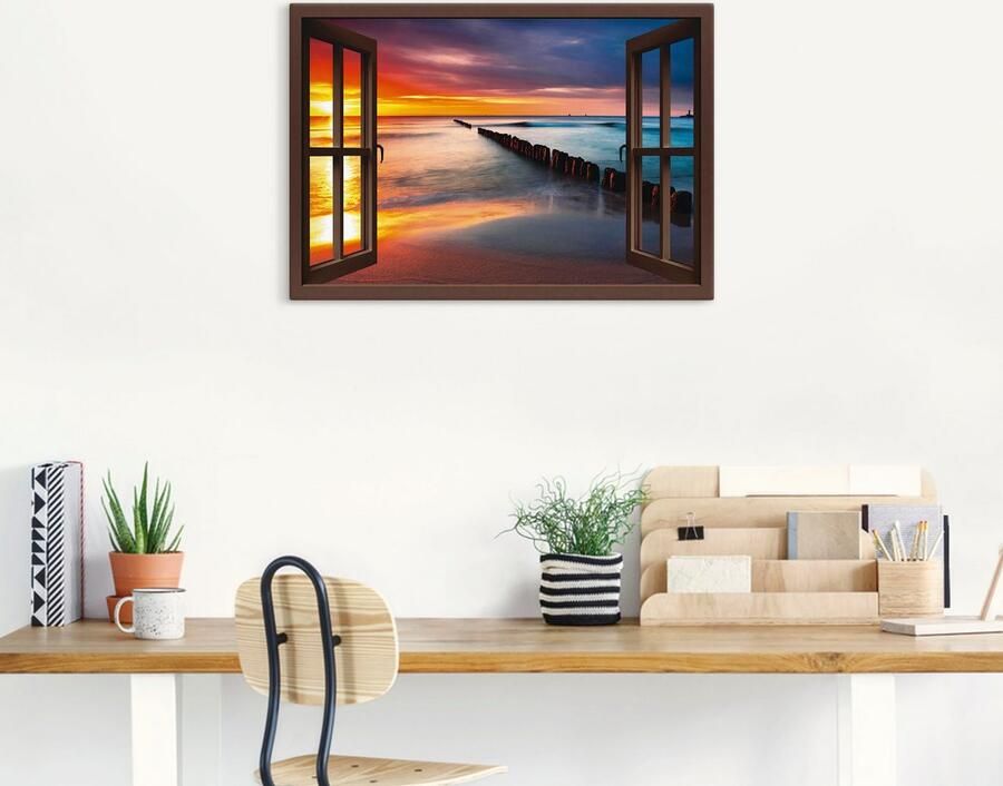 Artland Artprint Blik uit het venster Oostzee bij zonsopkomst als artprint op linnen poster muursticker in verschillende maten - Foto 5