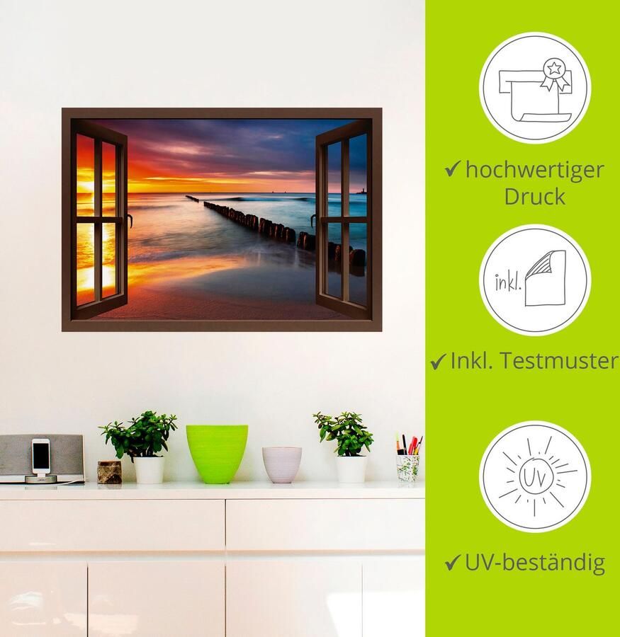 Artland Artprint Blik uit het venster Oostzee bij zonsopkomst als artprint op linnen poster muursticker in verschillende maten - Foto 3