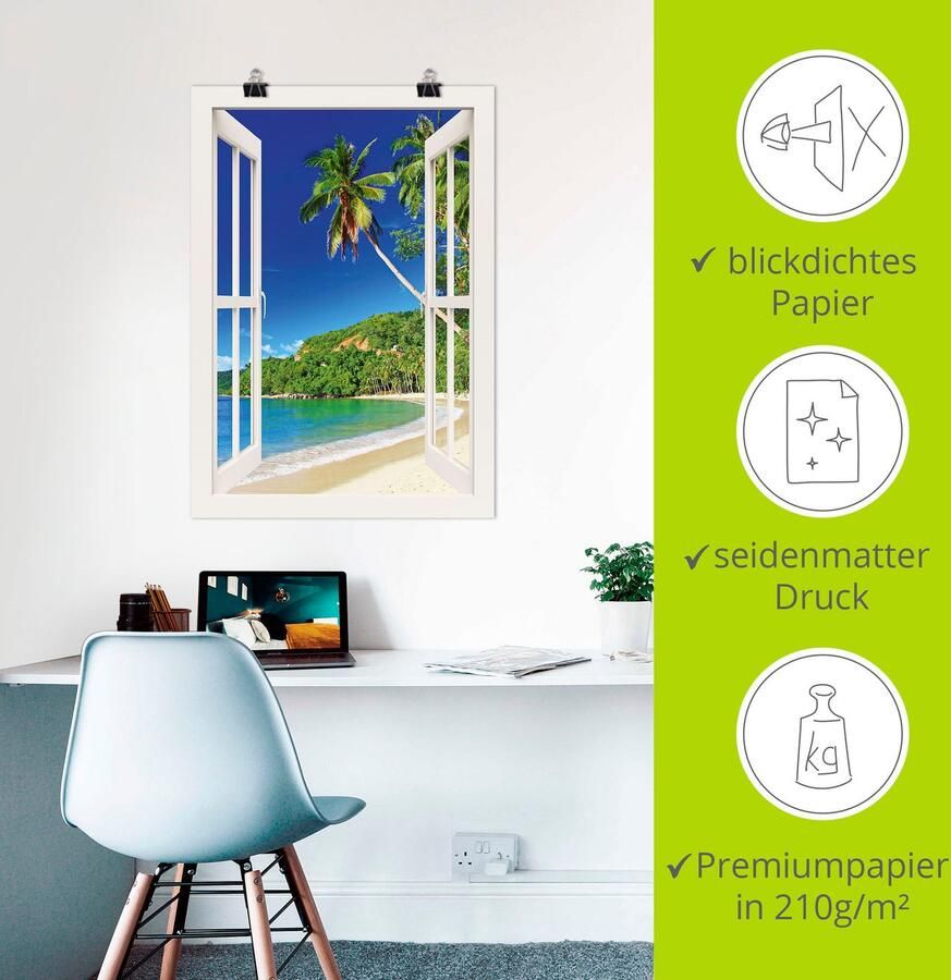 Artland Artprint Blik uit het venster paradijs als artprint op linnen poster muursticker in verschillende maten - Foto 4