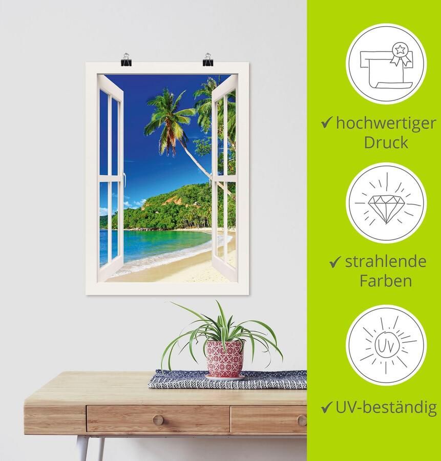 Artland Artprint Blik uit het venster paradijs als artprint op linnen poster muursticker in verschillende maten - Foto 5