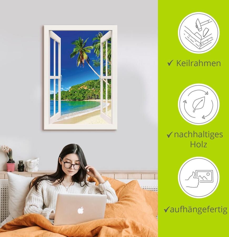 Artland Artprint Blik uit het venster paradijs als artprint op linnen poster muursticker in verschillende maten - Foto 4