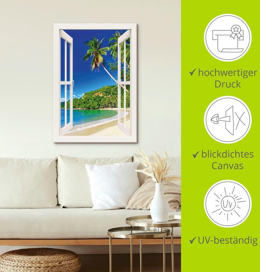 Artland Artprint Blik uit het venster paradijs als artprint op linnen poster muursticker in verschillende maten - Foto 5