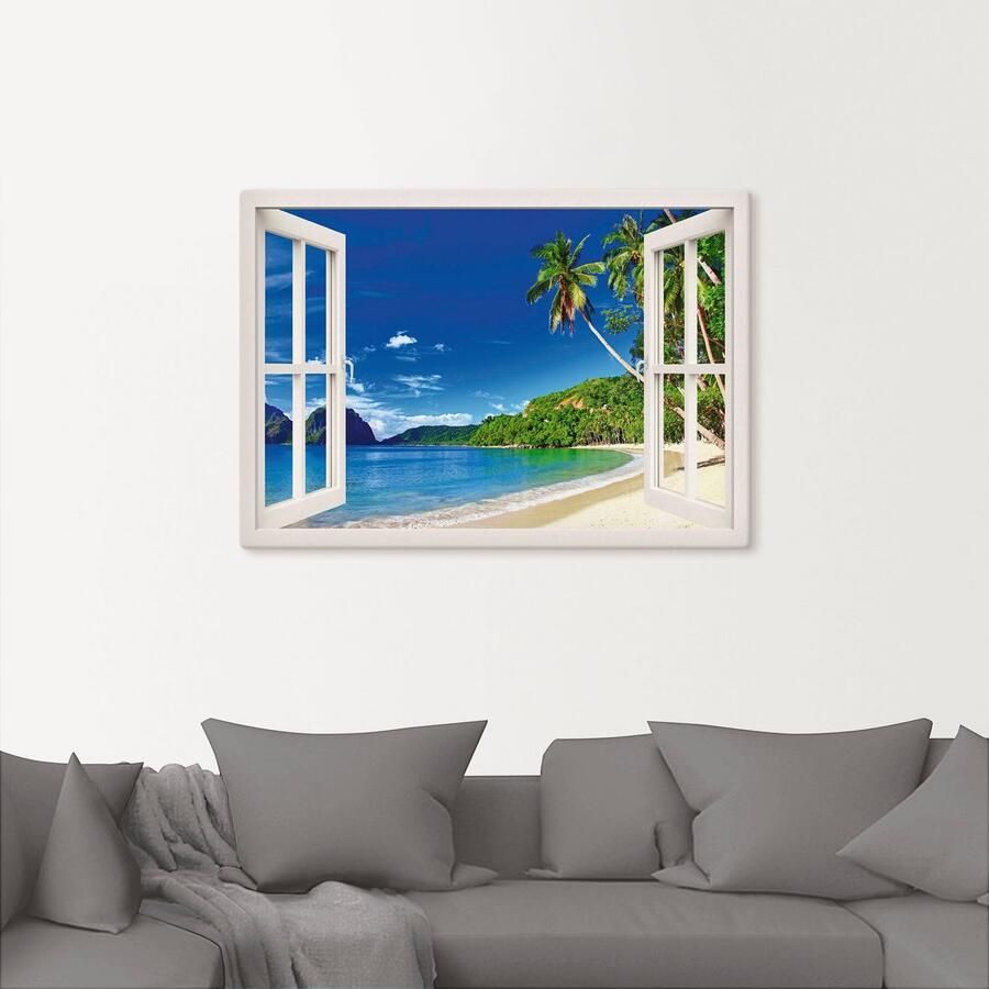Artland Artprint Blik uit het venster paradijs als artprint van aluminium artprint voor buiten artprint op linnen poster muursticker - Foto 3