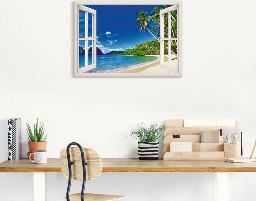 Artland Artprint Blik uit het venster paradijs als artprint van aluminium artprint voor buiten artprint op linnen poster muursticker - Foto 8