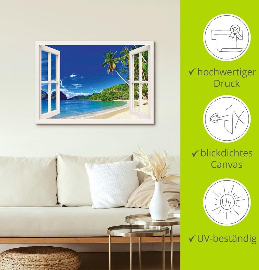 Artland Artprint Blik uit het venster paradijs als artprint van aluminium artprint voor buiten artprint op linnen poster muursticker - Foto 5