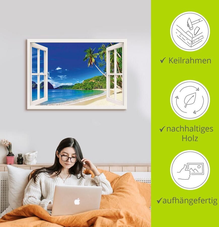 Artland Artprint Blik uit het venster paradijs als artprint van aluminium artprint voor buiten artprint op linnen poster muursticker - Foto 4