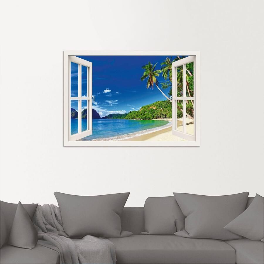 Artland Artprint Blik uit het venster paradijs als artprint van aluminium artprint voor buiten artprint op linnen poster muursticker - Foto 4