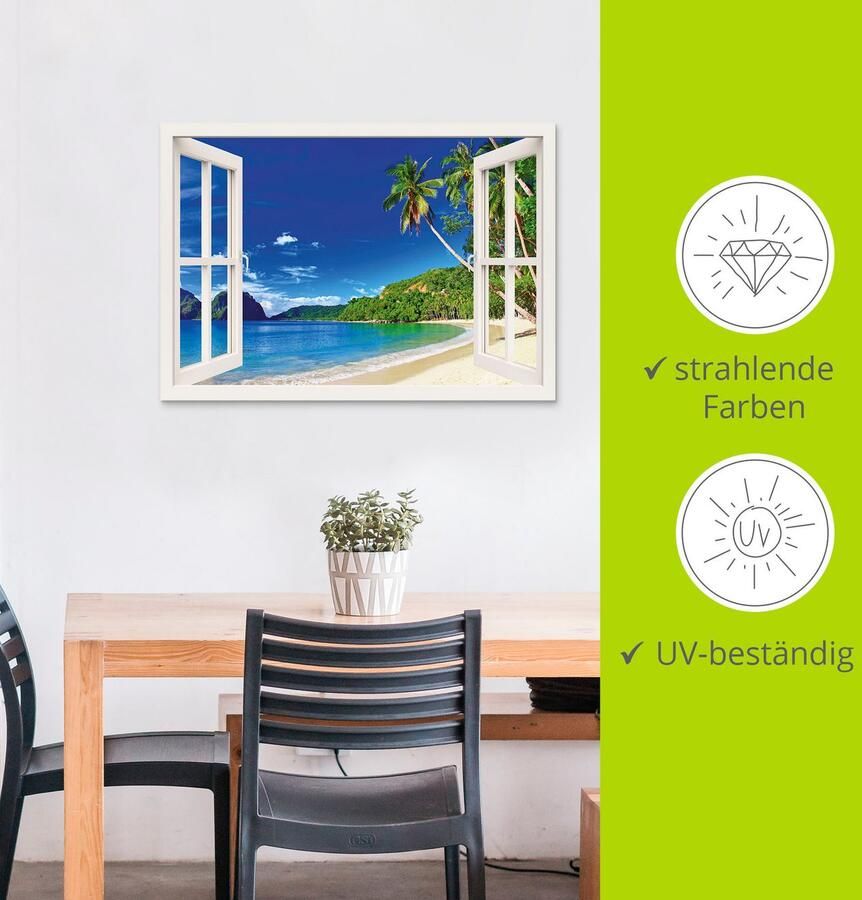 Artland Artprint Blik uit het venster paradijs als artprint van aluminium artprint voor buiten artprint op linnen poster muursticker - Foto 5