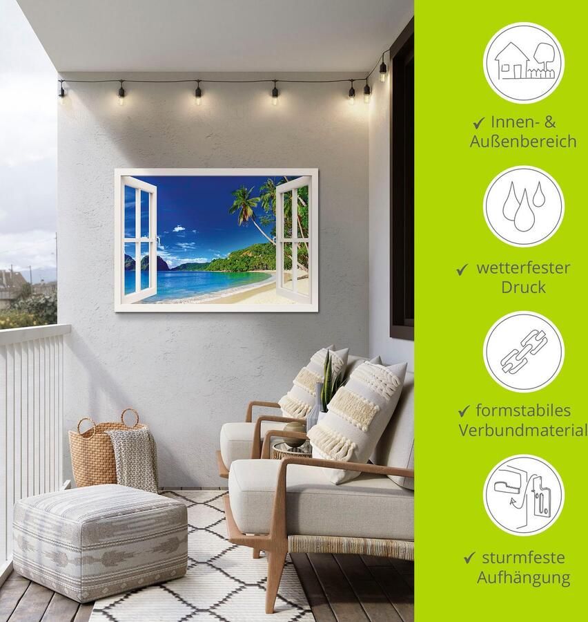 Artland Artprint Blik uit het venster paradijs als artprint van aluminium artprint voor buiten artprint op linnen poster muursticker - Foto 6