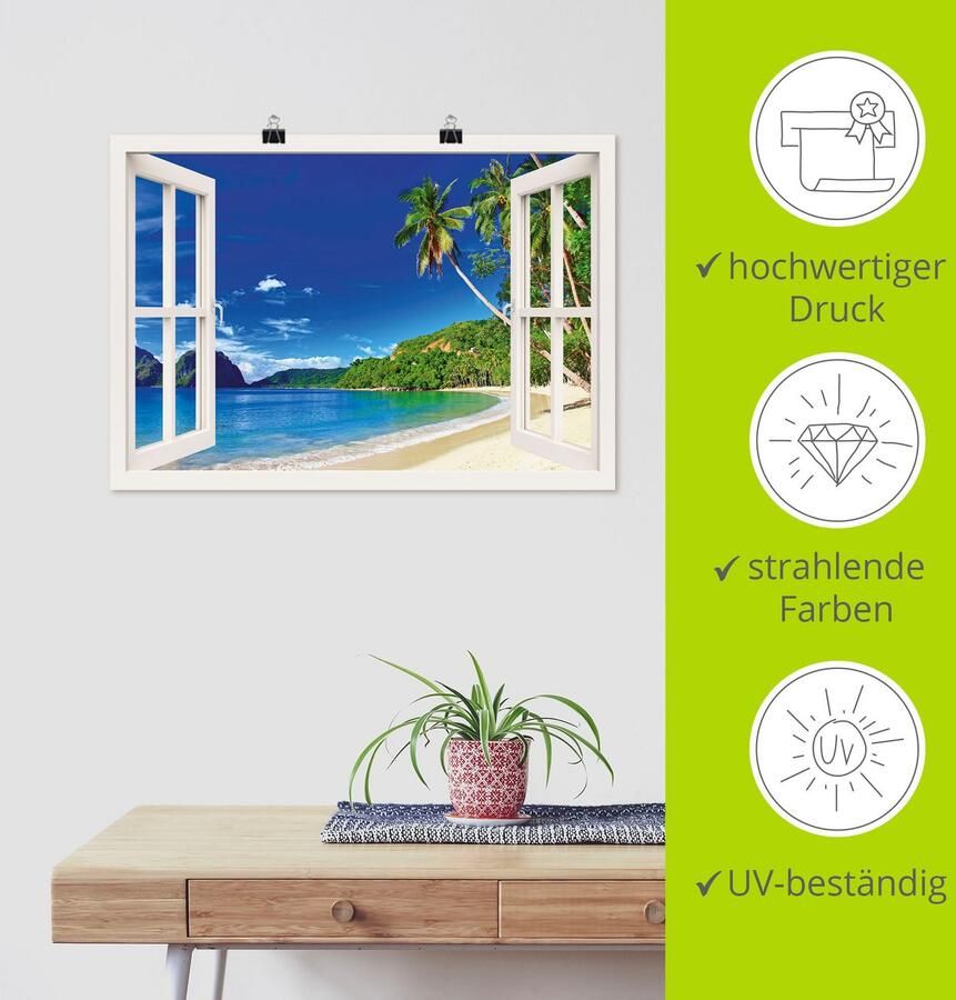 Artland Artprint Blik uit het venster paradijs als artprint van aluminium artprint voor buiten artprint op linnen poster muursticker - Foto 5