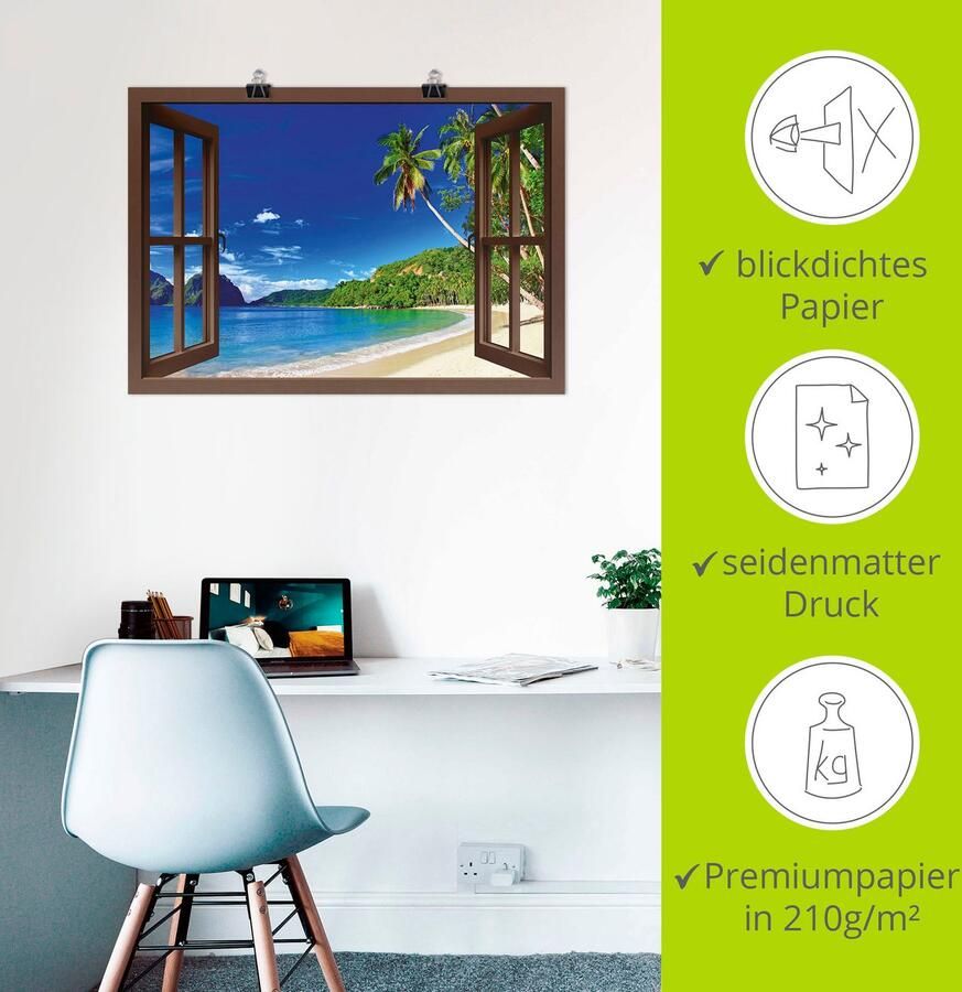 Artland Artprint Blik uit het venster paradijs als artprint van aluminium artprint voor buiten artprint op linnen poster in verschillende maten. maten - Foto 4