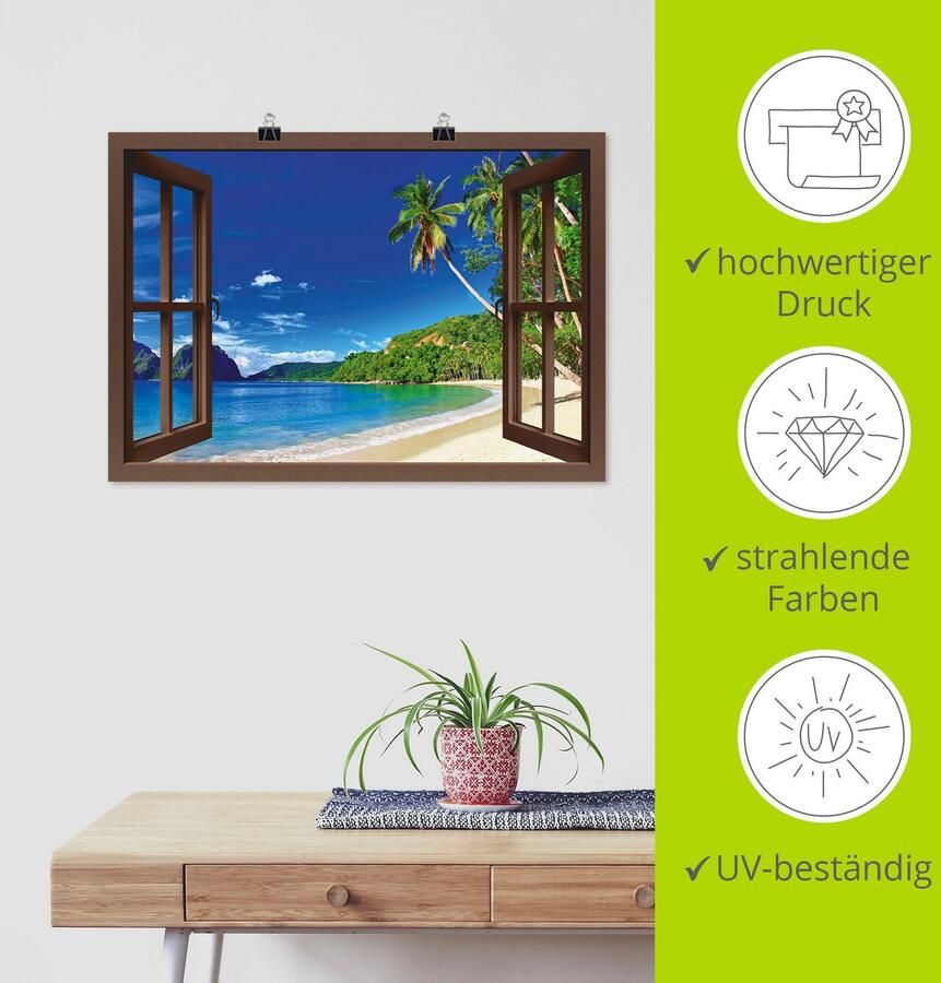 Artland Artprint Blik uit het venster paradijs als artprint van aluminium artprint voor buiten artprint op linnen poster in verschillende maten. maten - Foto 5