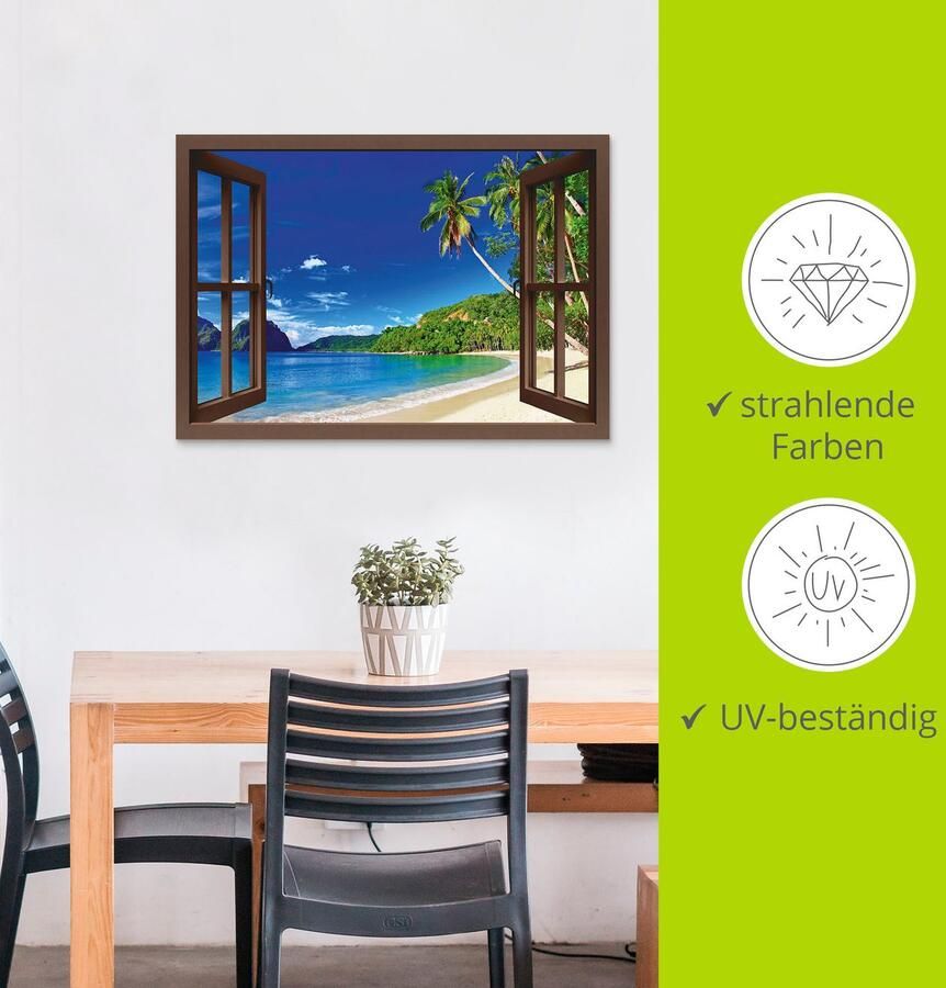 Artland Artprint Blik uit het venster paradijs als artprint van aluminium artprint voor buiten artprint op linnen poster in verschillende maten. maten - Foto 4