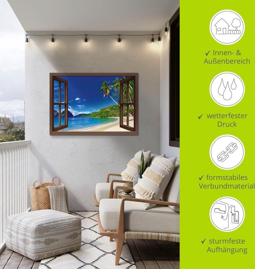 Artland Artprint Blik uit het venster paradijs als artprint van aluminium artprint voor buiten artprint op linnen poster in verschillende maten. maten - Foto 5