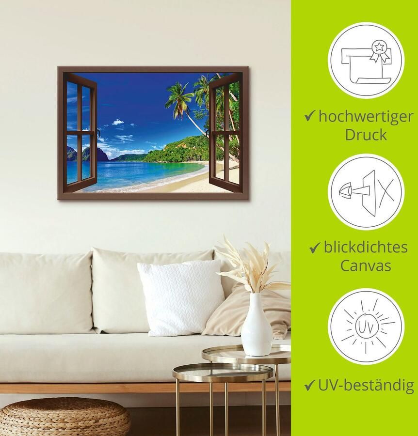 Artland Artprint Blik uit het venster paradijs als artprint van aluminium artprint voor buiten artprint op linnen poster in verschillende maten. maten - Foto 3