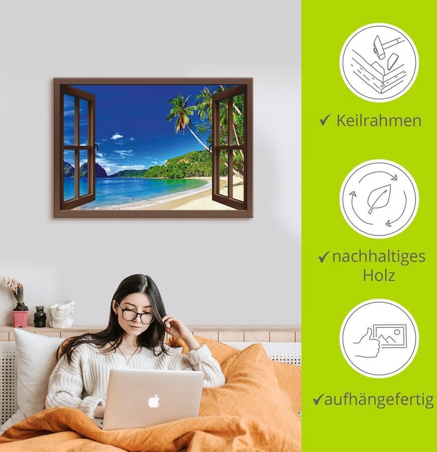 Artland Artprint Blik uit het venster paradijs als artprint van aluminium artprint voor buiten artprint op linnen poster in verschillende maten. maten - Foto 2