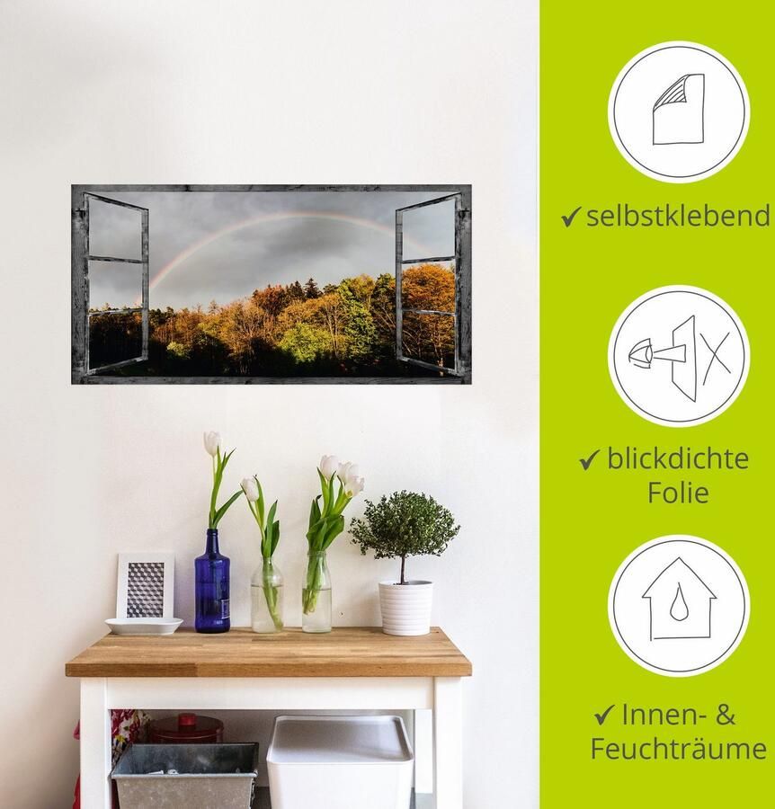 Artland Artprint Blik uit het venster regenboog als artprint op linnen muursticker in verschillende maten - Foto 3