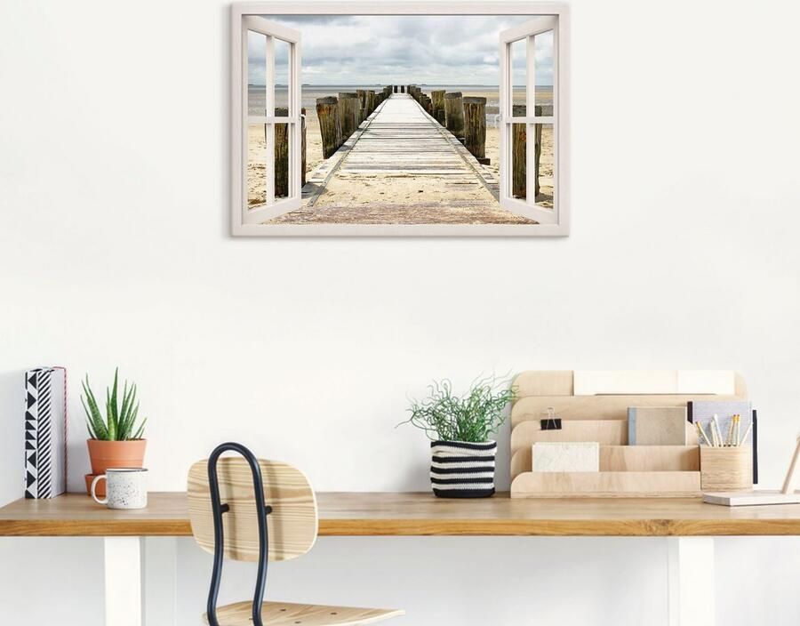 Artland Artprint Blik uit het venster steiger als artprint op linnen muursticker in verschillende maten - Foto 7