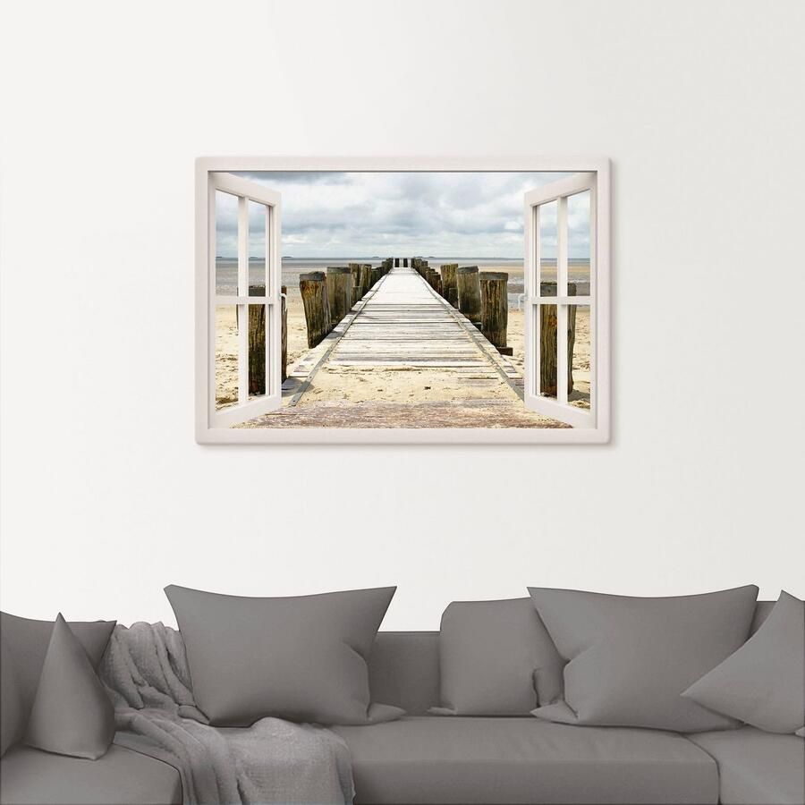 Artland Artprint Blik uit het venster steiger als artprint op linnen muursticker in verschillende maten - Foto 2