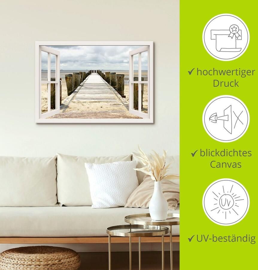 Artland Artprint Blik uit het venster steiger als artprint op linnen muursticker in verschillende maten - Foto 4