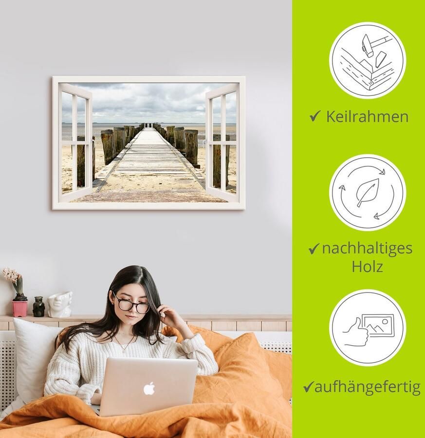 Artland Artprint Blik uit het venster steiger als artprint op linnen muursticker in verschillende maten - Foto 3