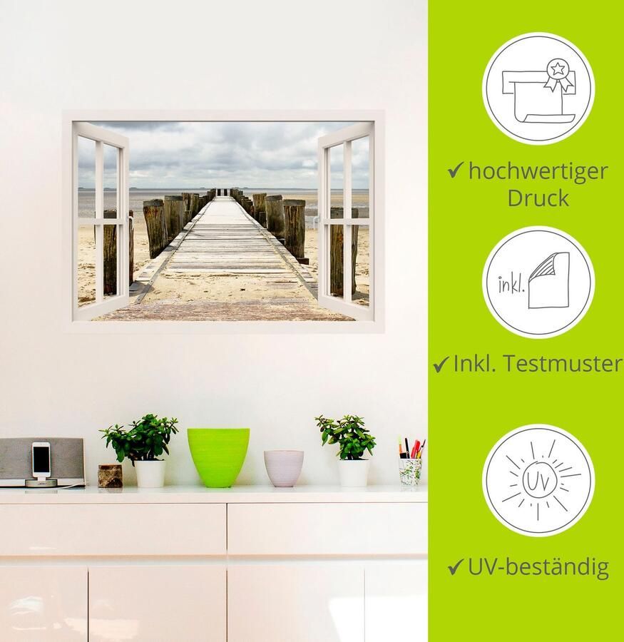 Artland Artprint Blik uit het venster steiger als artprint op linnen muursticker in verschillende maten - Foto 3