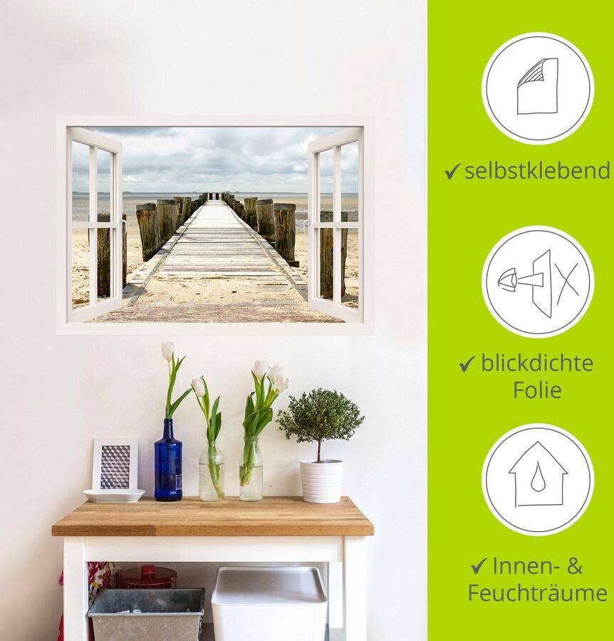 Artland Artprint Blik uit het venster steiger als artprint op linnen muursticker in verschillende maten - Foto 4