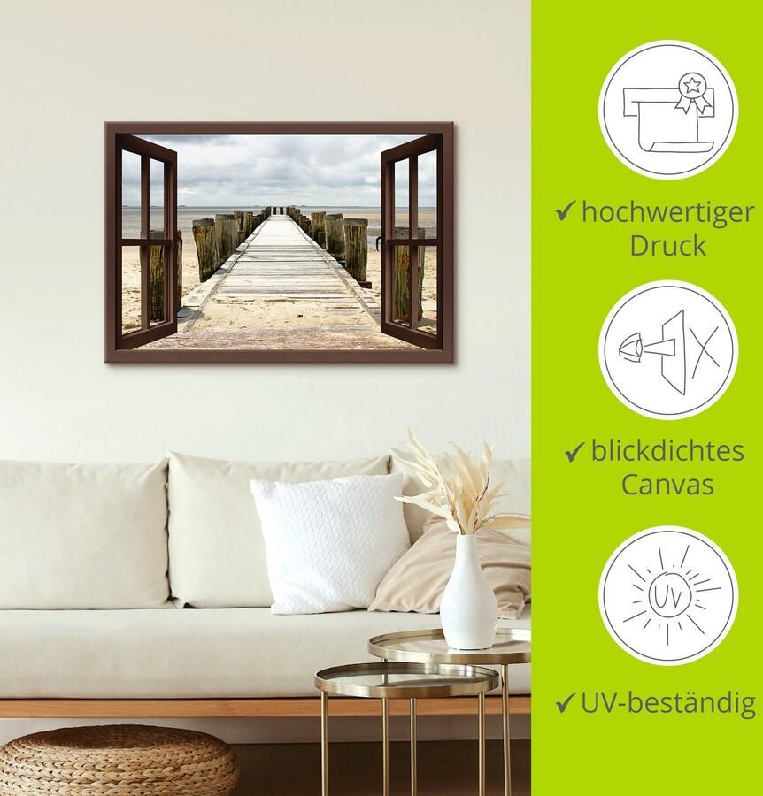 Artland Artprint Blik uit het venster steiger als artprint op linnen muursticker in verschillende maten - Foto 4