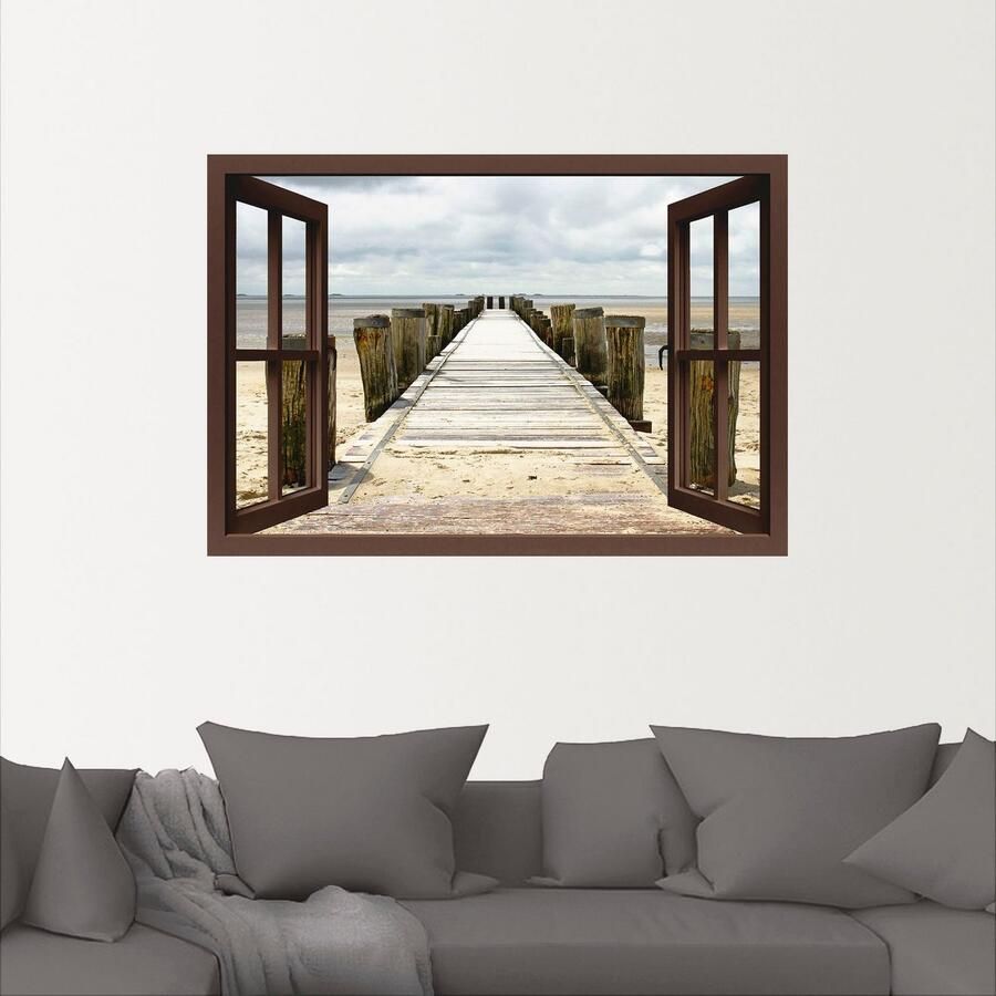 Artland Artprint Blik uit het venster steiger als artprint op linnen muursticker in verschillende maten - Foto 2