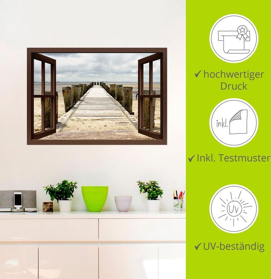 Artland Artprint Blik uit het venster steiger als artprint op linnen muursticker in verschillende maten - Foto 3