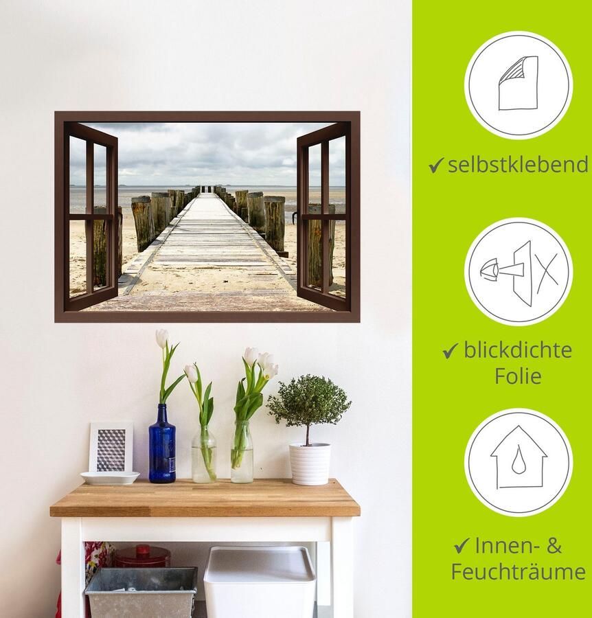 Artland Artprint Blik uit het venster steiger als artprint op linnen muursticker in verschillende maten - Foto 4