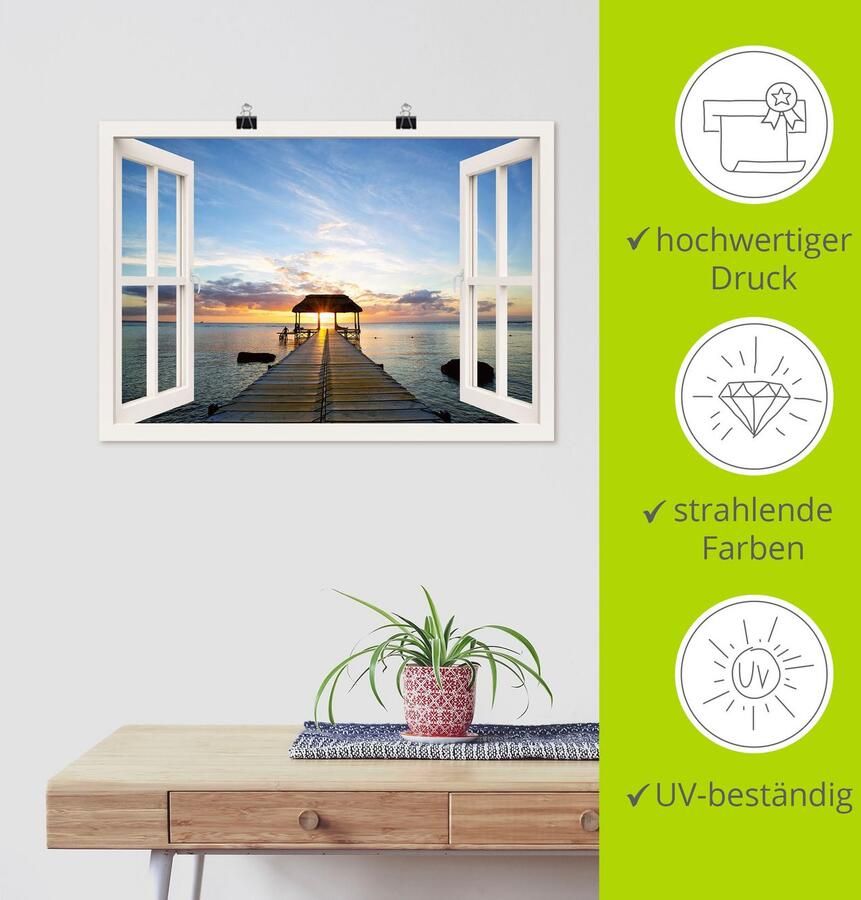 Artland Artprint Blik uit het venster stijger in tegenlicht als artprint op linnen poster in verschillende formaten maten - Foto 3