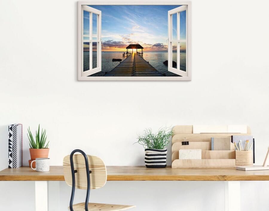 Artland Artprint Blik uit het venster stijger in tegenlicht als artprint op linnen poster in verschillende formaten maten - Foto 5