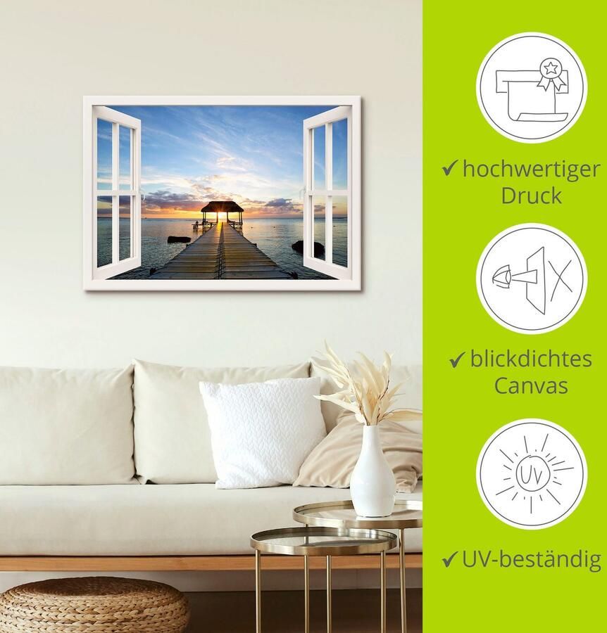 Artland Artprint Blik uit het venster stijger in tegenlicht als artprint op linnen poster in verschillende formaten maten - Foto 3